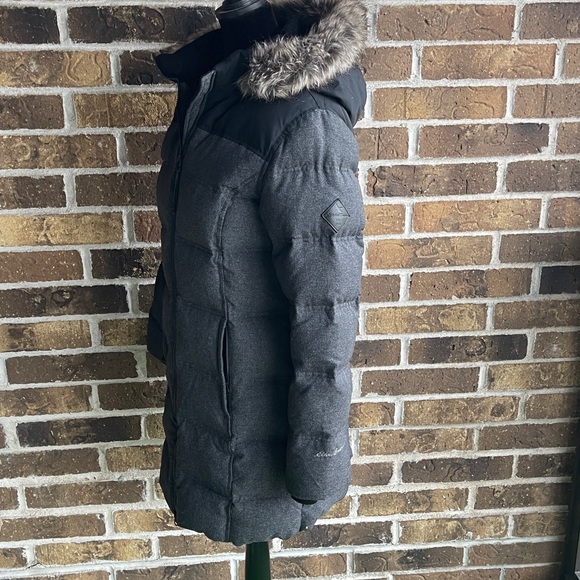Eddie Bauer Gray Long Down Winter Hooded Coat 
Women's Gray Puffer - Picture 8 of 16